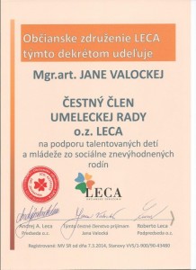 Čestné členstvo - herečka a pedagóg  Jana Valocká